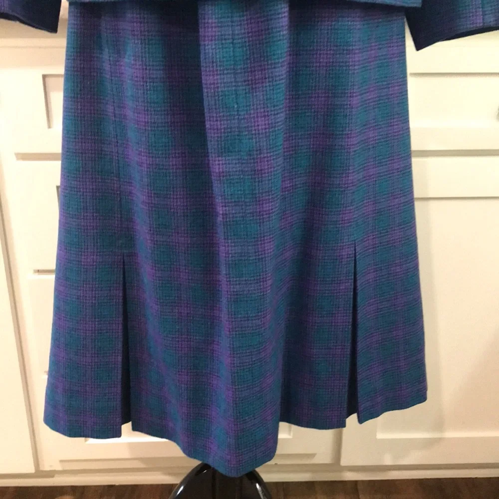 Vintage Pendleton Wool Suit Womens Size 18W Blue Plaid 2 Piece Skirt Blazer USA - Picture 4 of 16